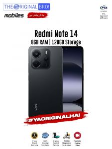 Redmi Note 14 - 8GB RAM - 128GB Storage - PTA Approved - 12 Months Warranty - Black - The Original Bro Mobiles - TOB42